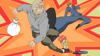 Saving Rinko from a thief.