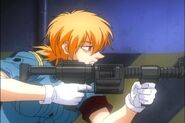 Seras aiming a post WWII M32 in the anime.