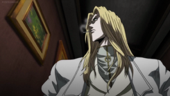 Luke checking out paintings on the walls of the Hellsing Mansion.