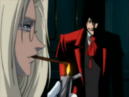 Alucard appears before Integra.