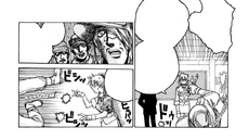 Without giving him any chance to react, Seras flicks Vernedead three times with such speed and strength