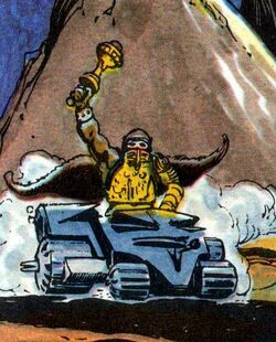 Man At Arms riding the Battle Chariot. Art by Alfredo Alcala