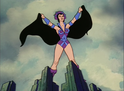 Evil-Lyn summons a storm.