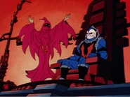 Shadow Weaver standing beside Hordak's throne.