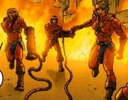 Firemen dressed like Snout Spout in the comicbook