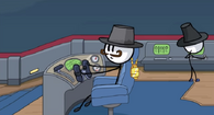 Thomas working in his work area during The Betrayed (Remastered).