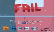 Fail screen in the legacy version of Fleeing the Complex.