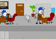 Henry falling though floors.