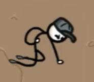 Dolan on his knees, presumed to be slowly bleeding to death from being shot in the stomach.
