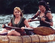 Xena and Gabrielle on the boat