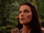 Xena senses something spying on herself, Gabrielle and Eli.