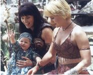 Xena, baby Eve, and Gabrielle.
