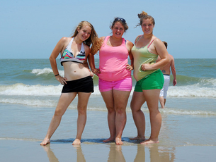 Lauryn with Jessica and Anna at Tybee Island