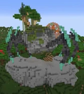 The Entity with spider-like legs atop its hill in the shopping district