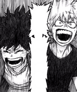 Katsuki and Izuku cheer on All Might