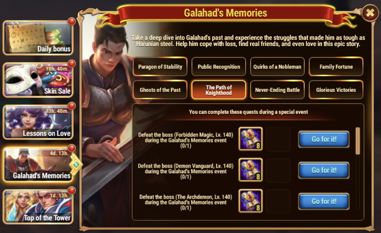 Galahad&rsquo;s Memories | Hero Wars Wiki | Fandom