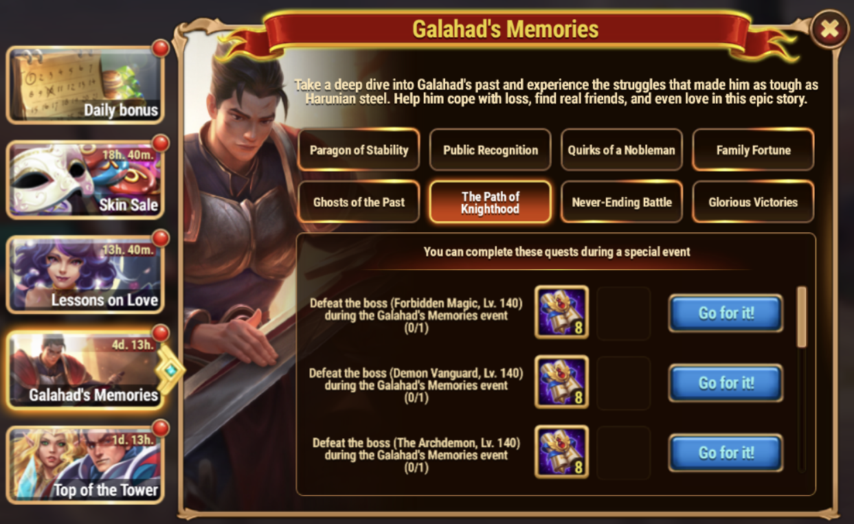 Galahad's Memories | Hero Wars Wiki | Fandom