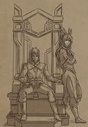 Aaravos lounging on the throne of Katolis with Viren