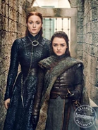 Sophie Turner and Maisie Williams as the Stark sisters, Arya and Sansa.