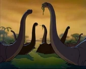 An Apatosaurus Herd in the film Fantasia.