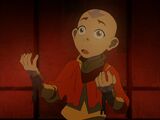 Aang unexpectedly freed from his chains by the Blue Spirit