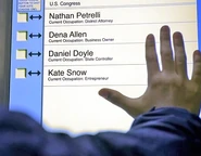 Micah "talks" to a voting machine. (Landslide)