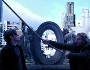 Peter stops the stick.