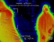 Mr. Bennet and the Haitian use thermal imaging goggles to find the invisible Claude and Peter...
