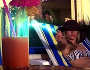 Elle practices her sharp shooting.