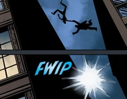 Rachel grabs Howie Kaplan in mid-air and they both teleport to safety. (Hanging By a Thread)