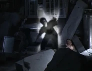 ...and materializes after teleporting away from a collapsing ceiling. (The Recruit, Part 1)