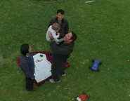 ...and later, after being united with his father, activates some toy cars. (Turn and Face the Strange)