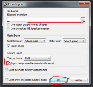UE viewer - export menu