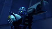Chief Drax threatening Preston Stormer