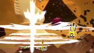 Discord being crushed by a giant knight chess piece.