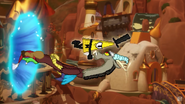 Discord and Bill emerging from a portal.