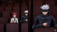Gojo choking on popcorn.