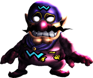 Bruno possessing the Wario Man costume.
