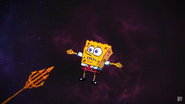 SpongeBob floating through space.