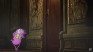 Courage going into a hallway of multiple doors.
