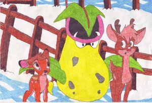 Bambi with Rudolph and Shadow Joe as Victreebel in "Bambi the Red-Nosed Deer".