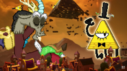 Discord and Bill tossing their action figures of each other away.