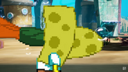 SpongeBob being punched by Super Friends Aquaman.
