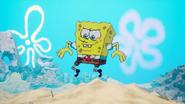 SpongeBob falling back to the ground.