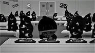 Stan in the school's cafeteria, alongside twisted entities taking the form of dark feces.