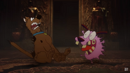 Courage and Scooby-Doo screaming in fear.