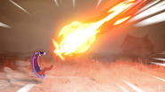 Courage still screaming as Scooby-Doo's flaming body comes crashing down on him.