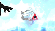 Discord being punched by Bill into his physical hand.