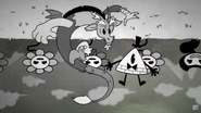 Discord and Bill appearing in a rubber hose animation-styled dimension.