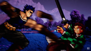 Jonathan throwing a barrage of punches at Tanjiro.